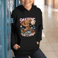 Baseball Player Christmas Gingerbread Smashing Through Snow Graphic Youth Hoodie