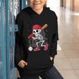 Baseball Skeleton Halloween Playing Graphic Youth Hoodie