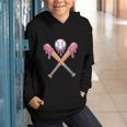 Dripping Pink Baseball Crossed Bats Summer Graphic Youth Hoodie Dripping Pink Baseball Crossed Bats Summer Graphic Youth Hoodie