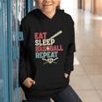 Eat Sleep Baseball Repeat Bat Ball Player Fan Graphic Youth Hoodie