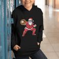 Santa Playing Baseball Baseball Lover Baseballer Xmas Graphic Youth Hoodie