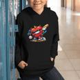 Valentines Day Baseball Dabbing Red Heart Love Boys Graphic Youth Hoodie