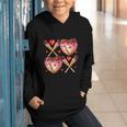 Valentines Day Drip Heart Baseball XOXO Boys Kids Men Sport Graphic Youth Hoodie