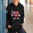 Valentines Day Heart Playing Baseball Boys Men Kids Girls Graphic Youth Hoodie