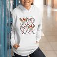 Coquette Bow XOXO Baseball Lover Heart Valentine Game Day Graphic Youth Hoodie