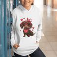 Dachshund Valentines Day Wiener Dog Lover Weenie Heart Raglan Baseball Tee Graphic Youth Hoodie