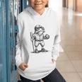 Frog Basketbal Men Women Grumpy Frog Playing Baseball Graphic Youth Hoodie