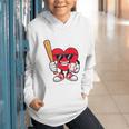 Heart Playing Baseball Valentines Day Graphic Youth Hoodie Heart Playing Baseball Valentines Day Graphic Youth Hoodie
