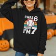 I Was 6 Now Im 7 Baseball Birthday Age 7 Graphic Youth Hoodie