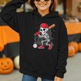 Baseball Skeleton Halloween Playing Graphic Youth Hoodie
