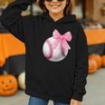Cute Coquette Baseball Pink Bow Player & Fan Girls Graphic Youth Hoodie