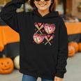 Valentines Day Drip Heart Baseball XOXO Boys Kids Men Sport Graphic Youth Hoodie
