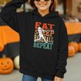 Women's Eat Sleep Baseball Repeat Vintage Player Sport Lover Retro Graphic Youth Hoodie Women's Eat Sleep Baseball Repeat Vintage Player Sport Lover Retro Graphic Youth Hoodie