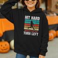 Women's Retro Hit Hard Run Fast Turn Left Baseball Lover Graphic Youth Hoodie Women's Retro Hit Hard Run Fast Turn Left Baseball Lover Graphic Youth Hoodie