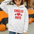 Singles Unite Valentines Day Humor For Singles Raglan Baseball Tee Graphic Youth Hoodie
