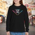 12th Birthday Baseball Ice Cream Drip 12 Years Old Boy Kids Youth Long Sleeve Tee
