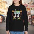 17th Birthday Baseball Drip Number 17 Year Old Birthday Boy Youth Long Sleeve Tee