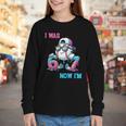 I Was 6 Now I'm 7 Baseball Birthday Drip Ice Cream Boy Youth Long Sleeve Tee