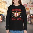 8 Year Old Boys Awesome Since 2018 Baseball Birthday Youth Long Sleeve Tee
