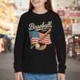 American Flag Baseball Player Bat Fan Catcher Pitcher USA Youth Long Sleeve Tee American Flag Baseball Player Bat Fan Catcher Pitcher USA Youth Long Sleeve Tee
