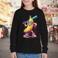Banana With Baseball Bat Street Baseball Drip Youth Long Sleeve Tee