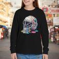 Baseball Catcher Mask Ice Cream Dripping Baseball Boys Youth Long Sleeve Tee