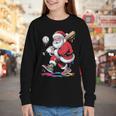 Baseball Christmas Santa Claus Batter Baseball Drip Youth Long Sleeve Tee