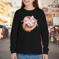 Baseball Drip Ice Cream Coquette Pink Bow Baseball Player Youth Long Sleeve Tee
