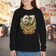 Baseball Ice Cream Drip Number 67 Playground Player 67th Youth Long Sleeve Tee