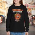 Baseball Lifestyle Ice Cream Drip Baseball Glove Crossed Bat Youth Long Sleeve Tee