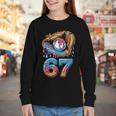 Baseball Player 67 Number 67th Sports Ice Cream Drip Youth Long Sleeve Tee