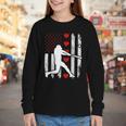 Baseball Silhouette Heart USA Flag Hearts American Boys Kids Youth Long Sleeve Tee