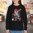 Baseball Skeleton Halloween Playing Youth Long Sleeve Tee Baseball Skeleton Halloween Playing Youth Long Sleeve Tee