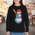 Baseball Snowman Merry Christmas Xmas Pajamas Men Women Kids Youth Long Sleeve Tee