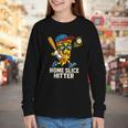 Boys Pizza Theme Baseball Home Hitter Youth Long Sleeve Tee