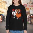 Cute Heart Baseball Basketball Football Valentine Boy Men Youth Long Sleeve Tee