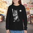 Cute Kitten Playing Baseball Hitter Bat Cool Baseball Cat Youth Long Sleeve Tee Cute Kitten Playing Baseball Hitter Bat Cool Baseball Cat Youth Long Sleeve Tee