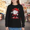 Game Day Baseball Drip Valentine Hearts Sport Lover Youth Long Sleeve Tee