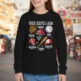 God Says I Am Baseball Player Catcher Pitcher Boys Men Youth Long Sleeve Tee