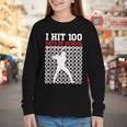 I Hit 100 Days Of School Baseball 100 Day Of School Youth Long Sleeve Tee