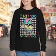 I Hit 100 Days Of School Baseball Drip 100th Day Of School Youth Long Sleeve Tee