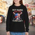Hit Hard Run Fast Turn Left Baseball Cream Drip Crossed Bats Youth Long Sleeve Tee