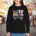 I'm Just Here For The Snacks Baseball Coquette Game Day Girl Youth Long Sleeve Tee I'm Just Here For The Snacks Baseball Coquette Game Day Girl Youth Long Sleeve Tee