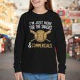 I'm Just Here For The Snacks And Commercials Baseball Youth Long Sleeve Tee I'm Just Here For The Snacks And Commercials Baseball Youth Long Sleeve Tee