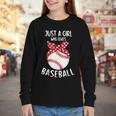 Just A Girl Who Loves Baseball Cute Retro Baseball Lover Youth Long Sleeve Tee