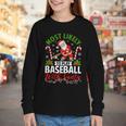 Most Likely To Play Baseball With Santa Christmas Pajamas Youth Long Sleeve Tee