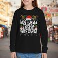 Most Likely To Play Baseball With Santa Christmas Baseball Youth Long Sleeve Tee