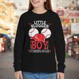 Little Slugger Boy Coming Soon Baby Announcement Baseball Youth Long Sleeve Tee