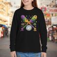 Mardi Gras Baseball Drip Shirt Cool Dripping Baseball Drip Youth Long Sleeve Tee