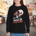 Mask On Fear Gone Baseball Catcher Softball Youth Long Sleeve Tee
